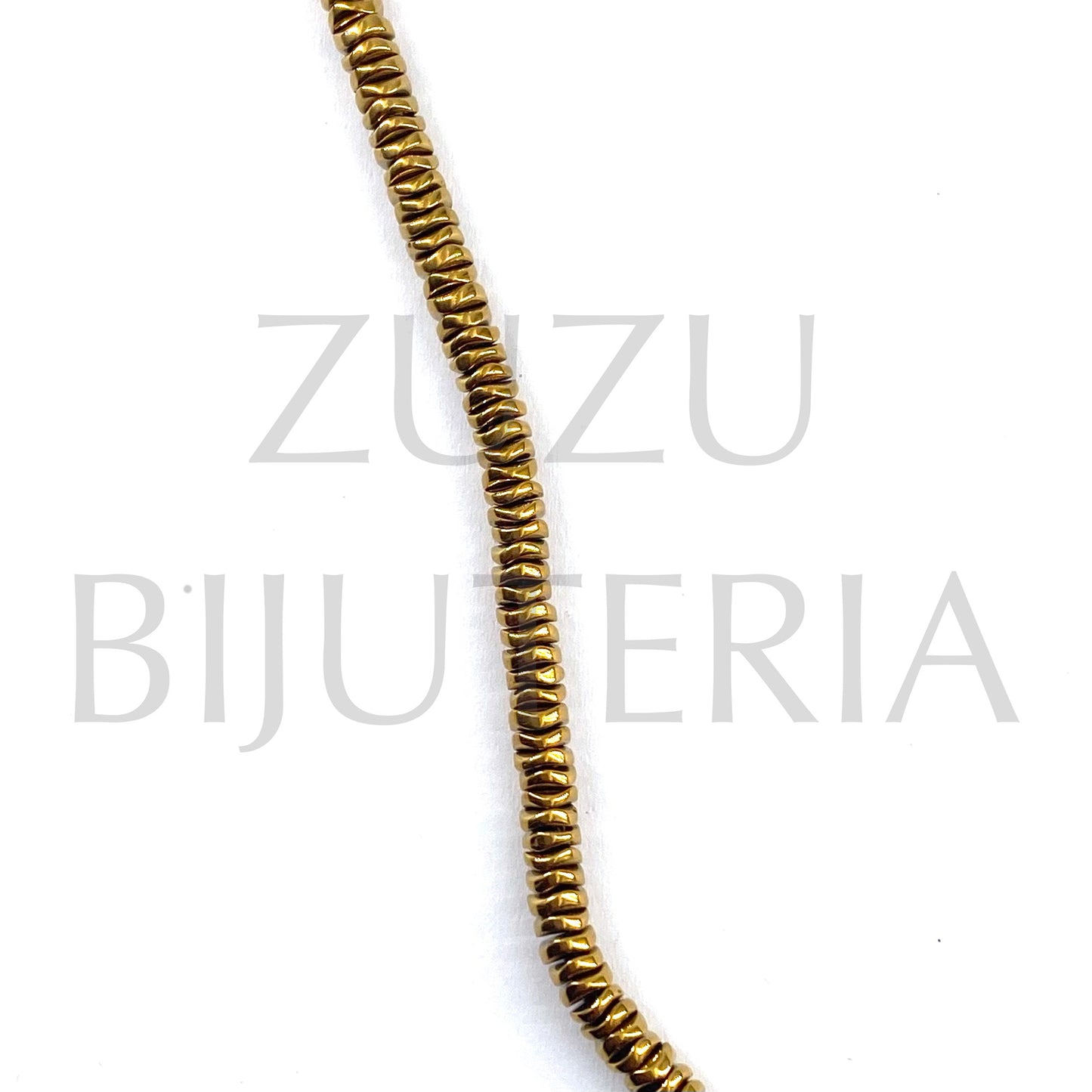 Conta Hematita 1.2mm x 3.6mm Dourado (20 contas)