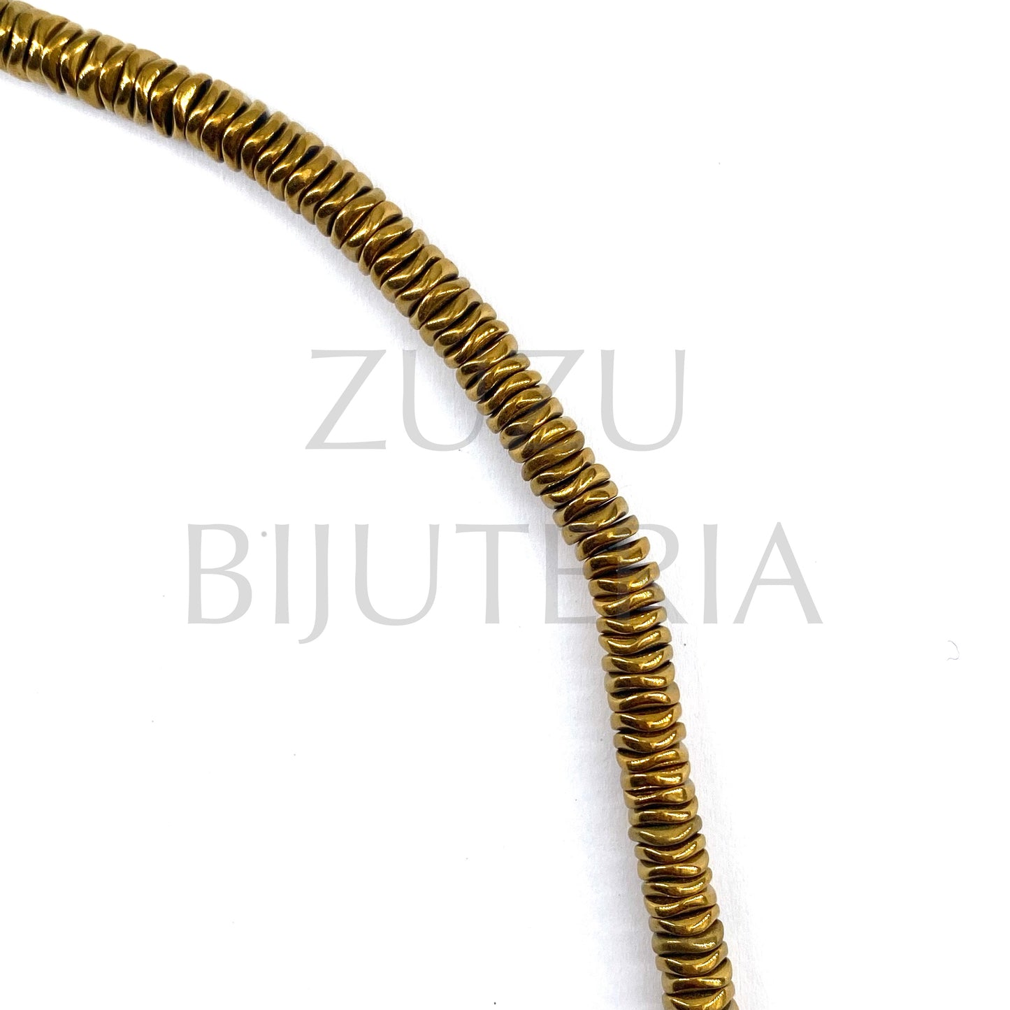 Conta Hematita 1.7mm x 6mm Dourado (20 contas)