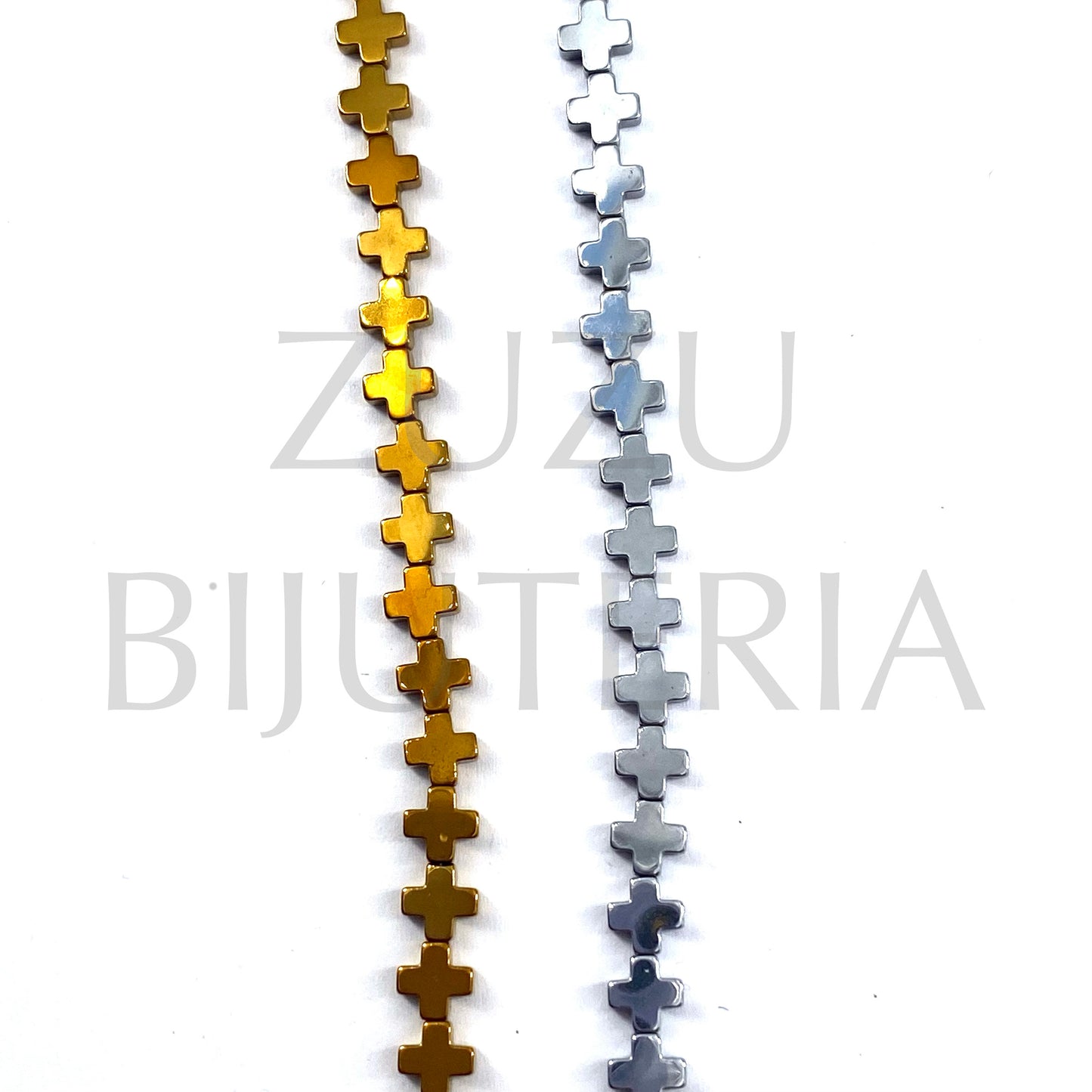 Conta Cruz Hematita 6.2mm (10 contas)