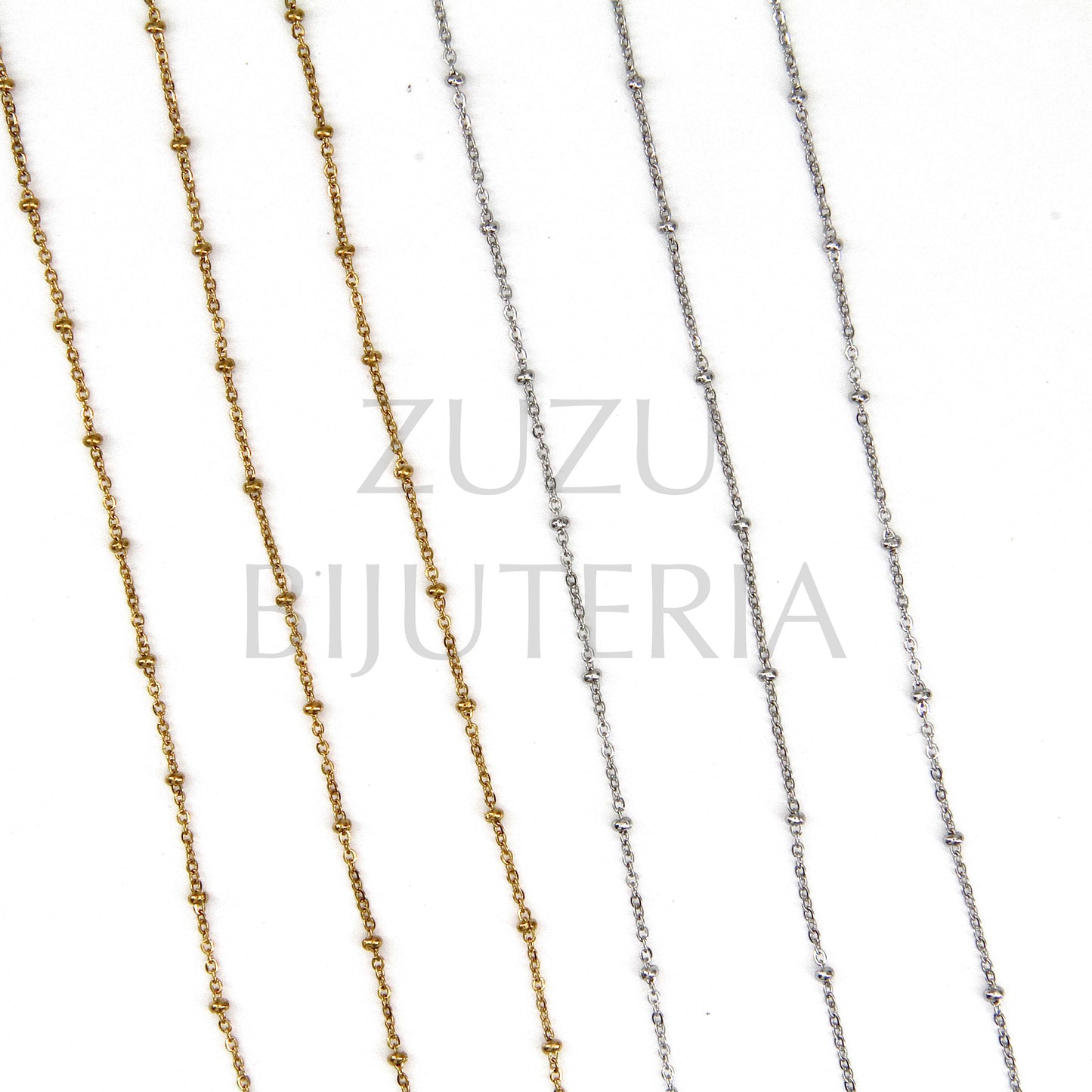 Corrente Elo com Bolinhas 1.5mm - Aço Inox