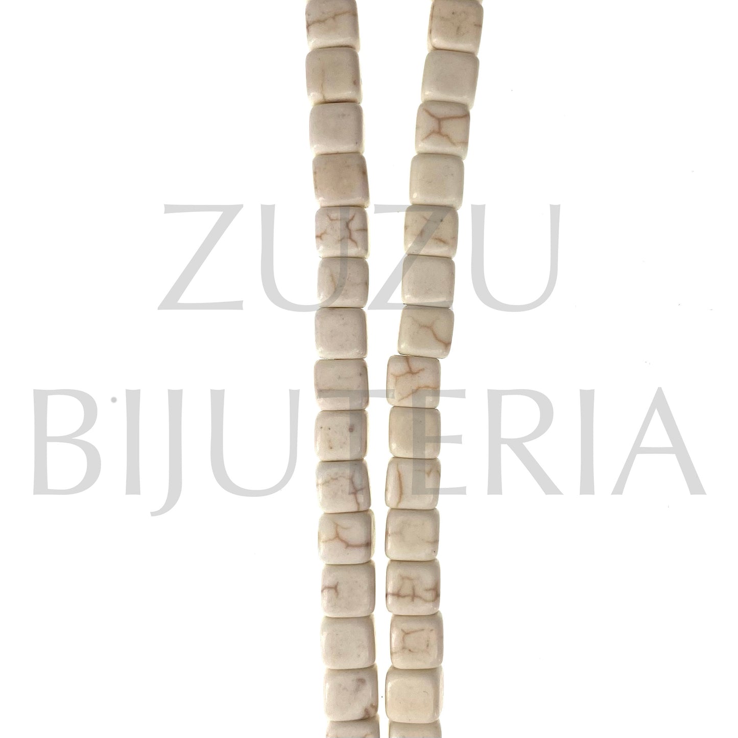 Fiada/Conta Howlita Branco 8mm x 5mm (Furo 1mm)