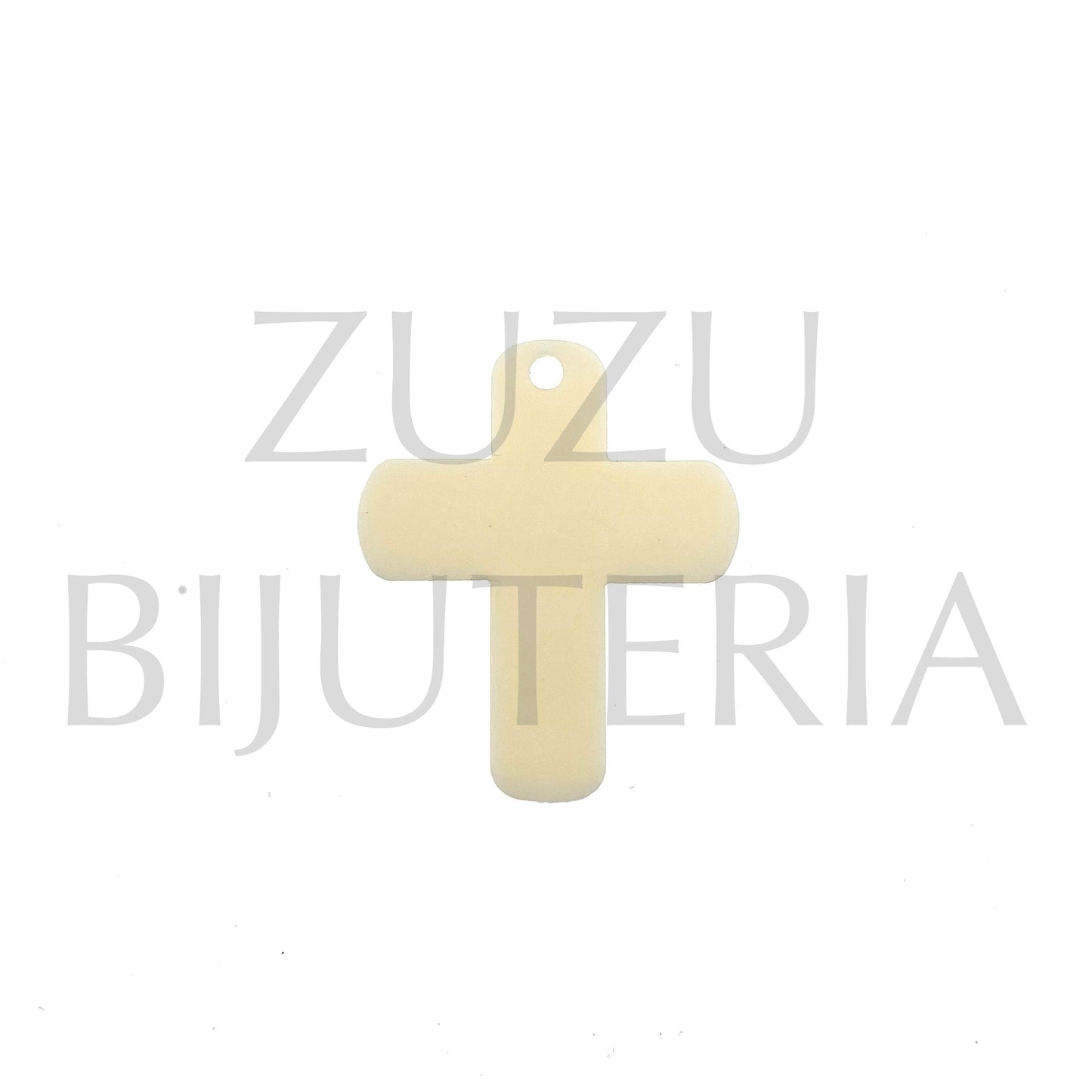 Pendente Cruz Creme 29mm x 25mm - Acrilico