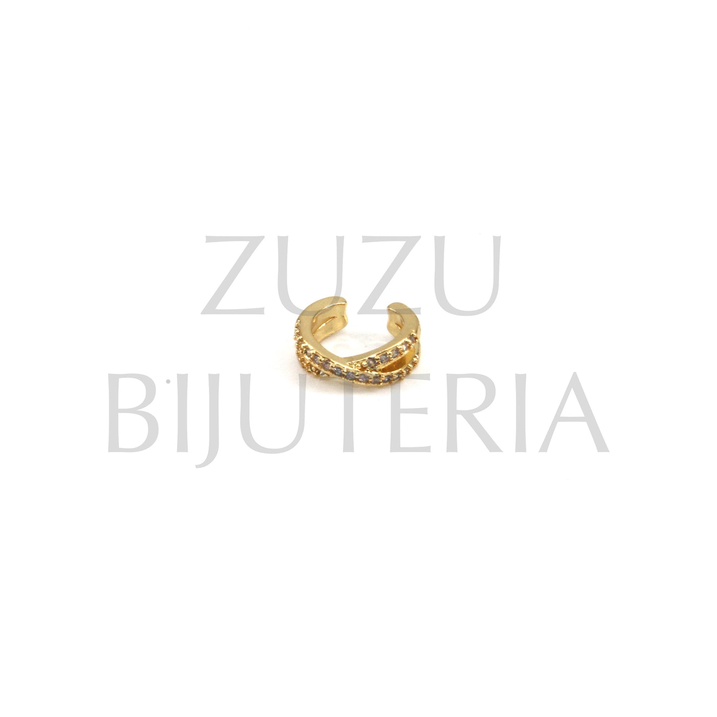 Golden Ring with 13mm Zirconia - Brass