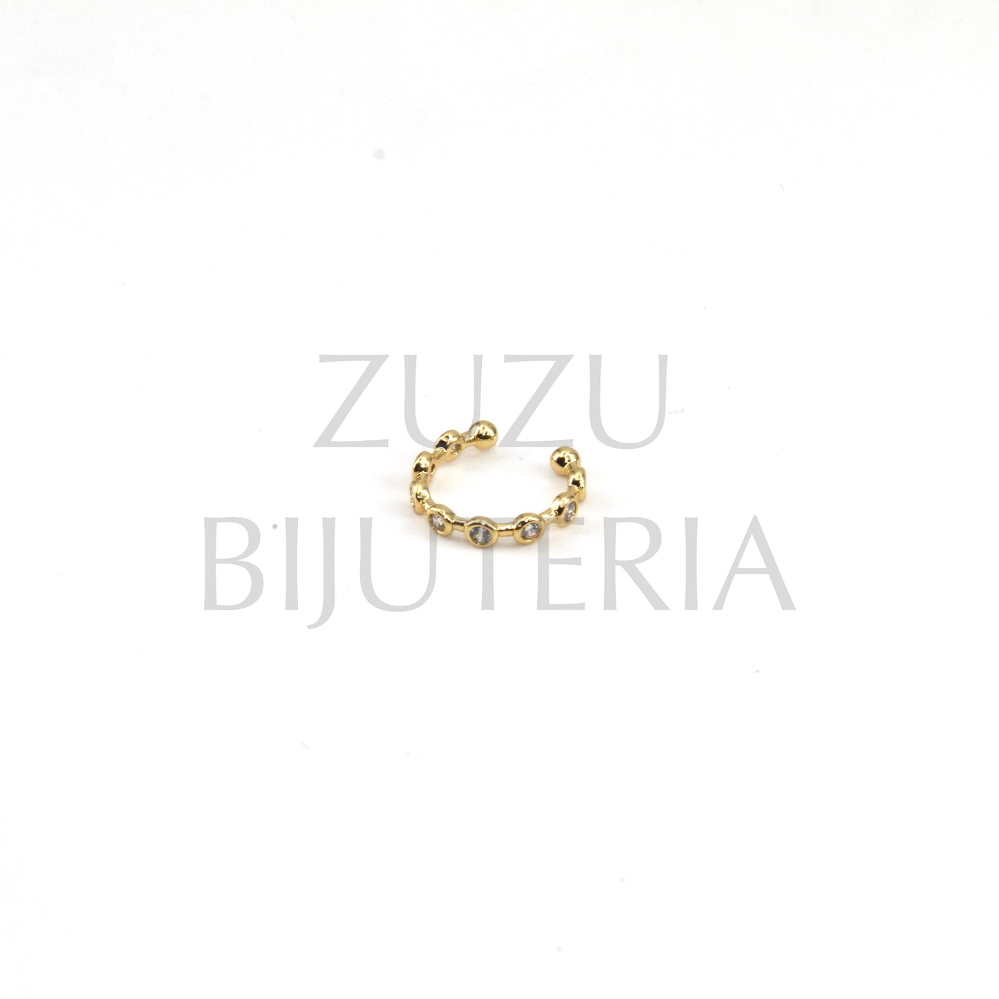 Golden Ring with 13mm Zirconia - Brass