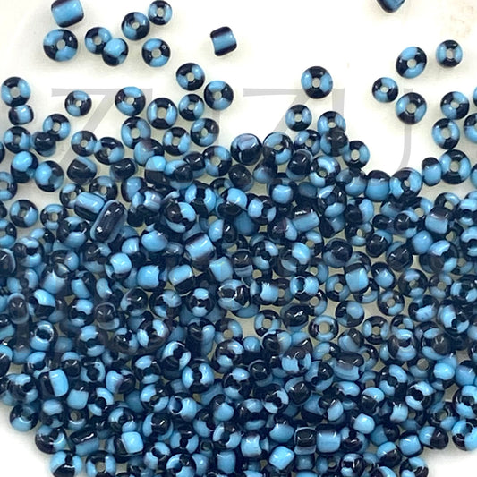 Missangas 2.5mm Azul/Preto - Pacote de 25g
