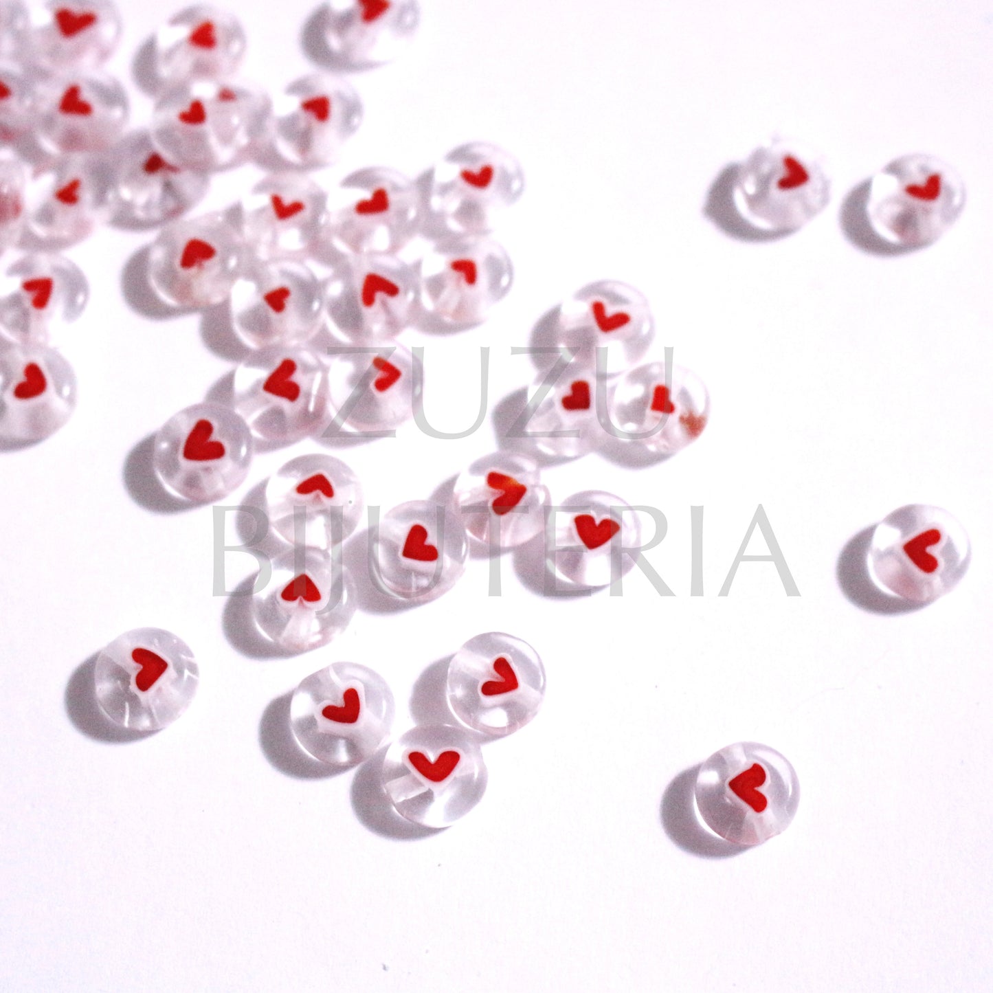 Conta Coração 8mm (Furo 2mm)