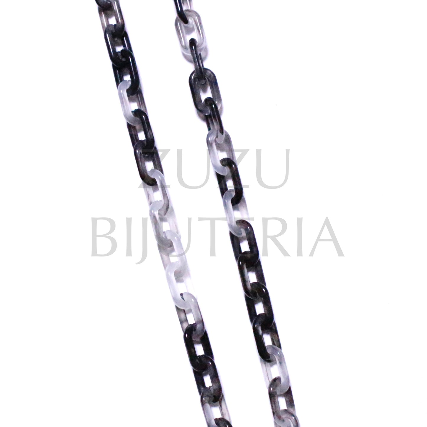 Cordão Oval Preto Misturado 14mm x 8mm (1 metro)