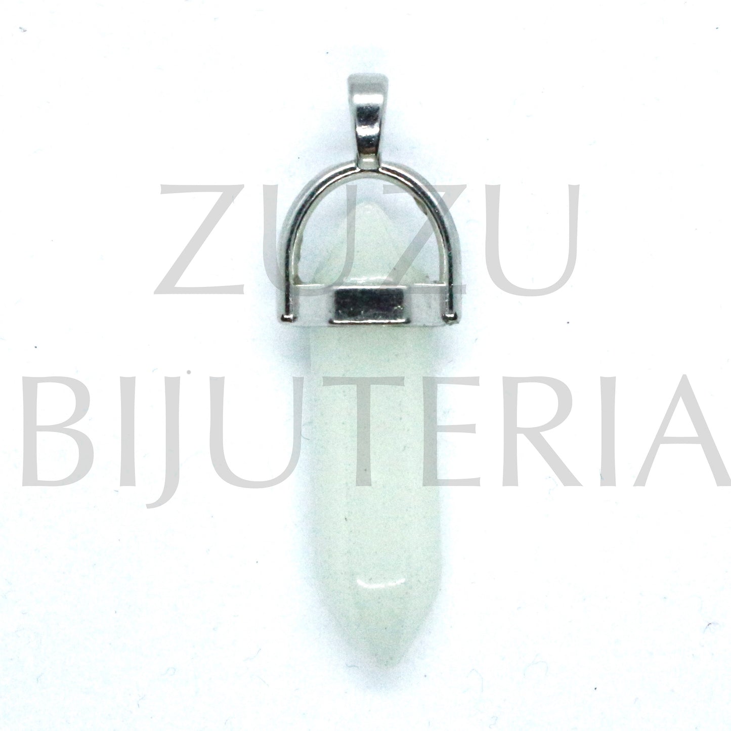 Pendente Pedra Prateado Cores Fluorescênte 41mm x 18mm - Cobre