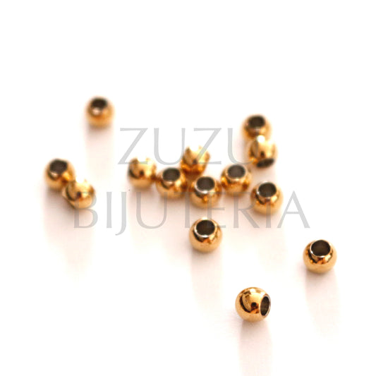Contas Aço Inox 6mm (Furo 3mm) Dourado - 10 peças