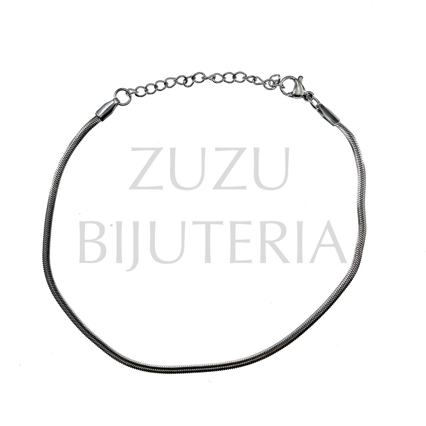 Pulseira de Pé Prateado 21cm + 5cm - Aço Inox