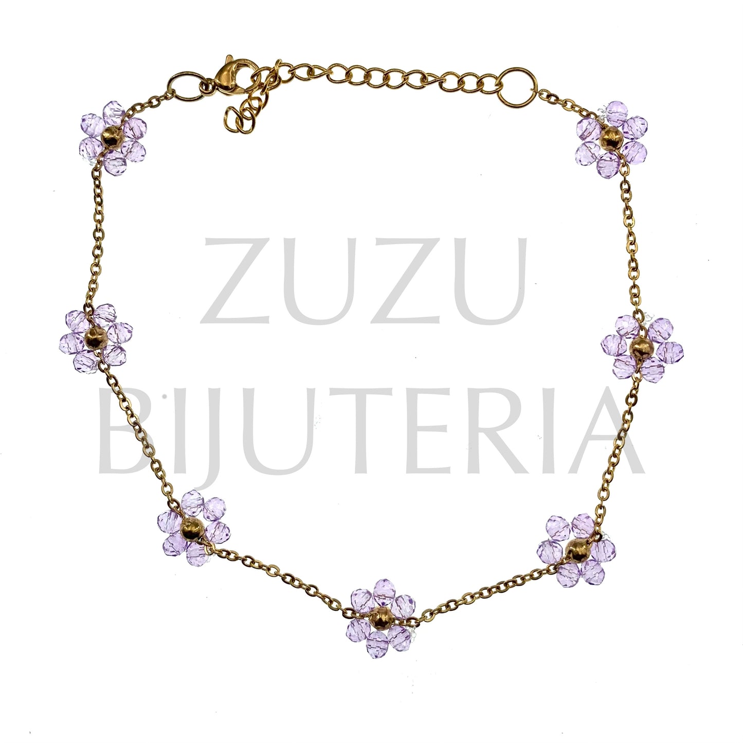 Pulseira de Pé Flor 21cm + 5cm - Aço Inox