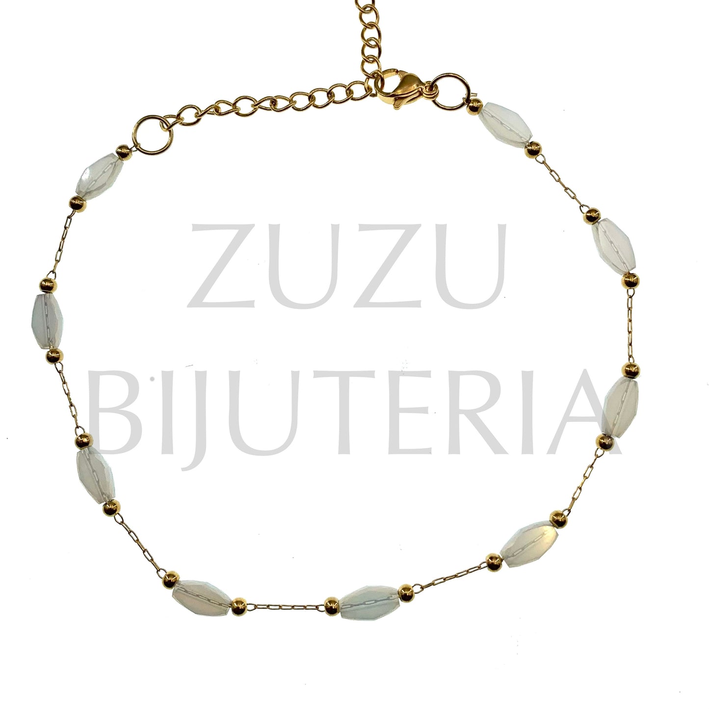 Pulseira de Pé Flor 21cm + 5cm - Aço Inox