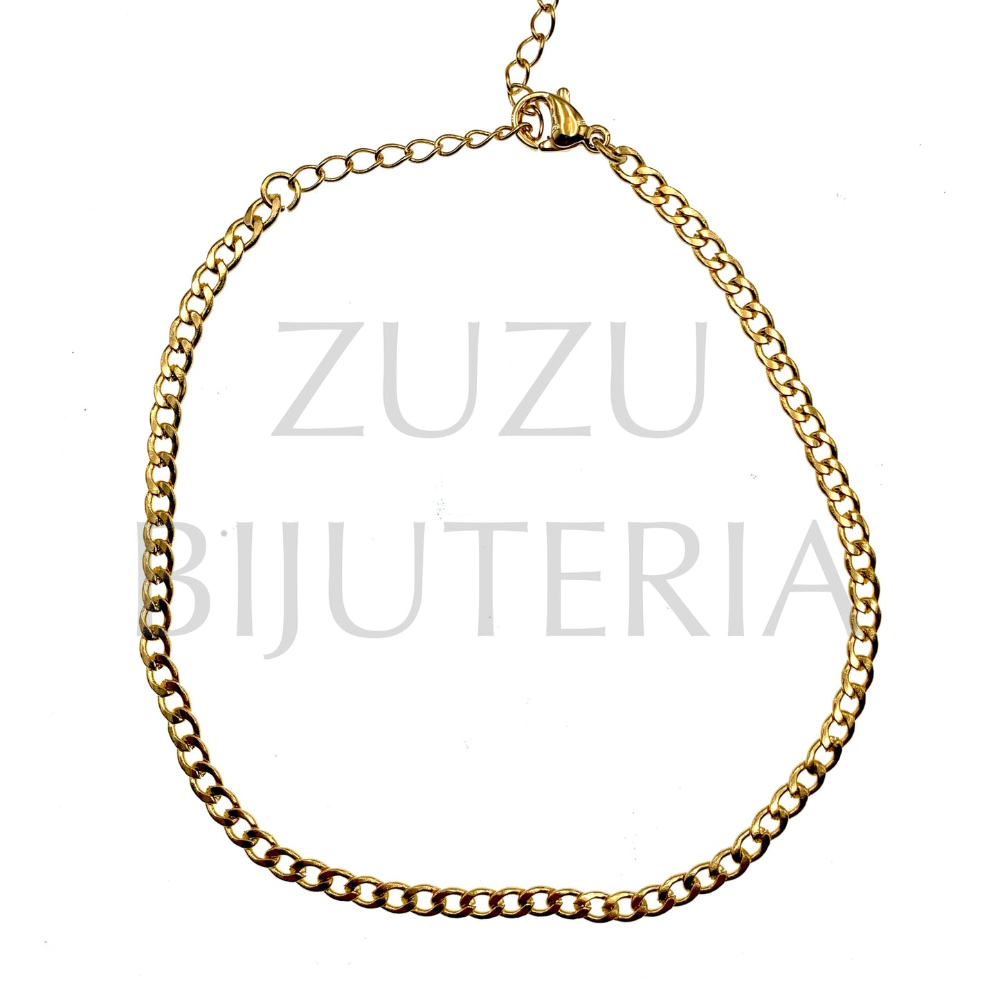 Pulseira de Pé 2mm Dourado 21cm + 5cm - Aço Inox