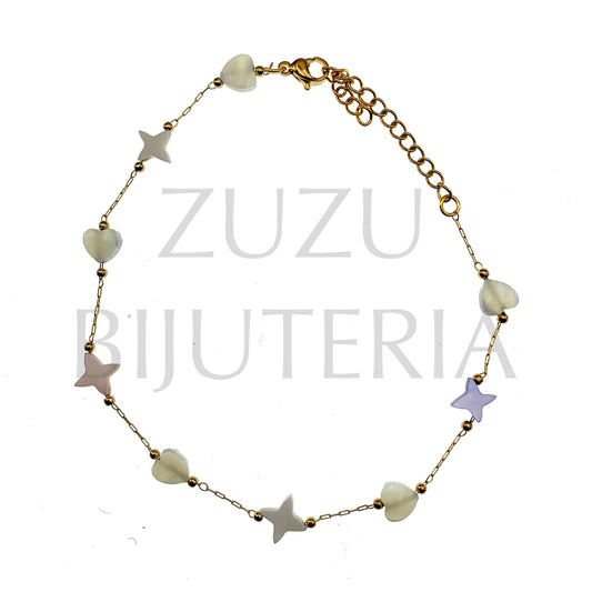 Pulseira de Pé Dourado 21cm + 5cm - Aço Inox