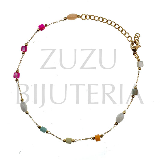 Pulseira de Pé Dourado 21cm + 5cm - Aço Inox