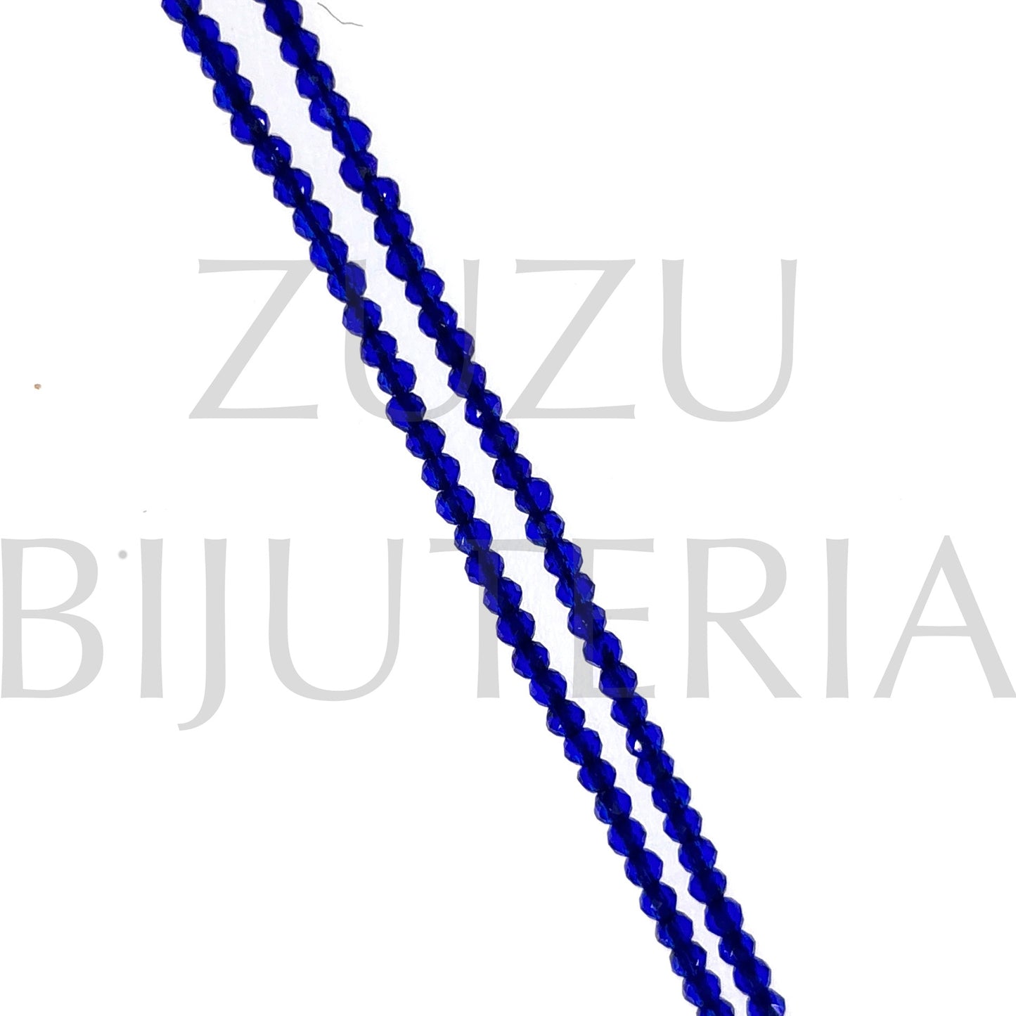 Fiada Cristais Facetado Azul 2mm (Comprimento 35cm)