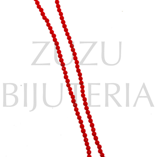 Fiada Cristais Facetado Vermelho 2mm (Comprimento 35cm)