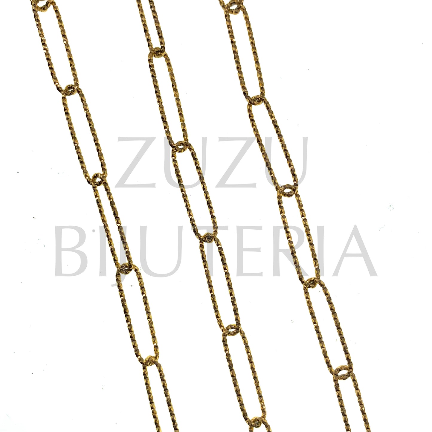 Corrente Dourado com Detalhes 20mm x 5mm - Aço Inox