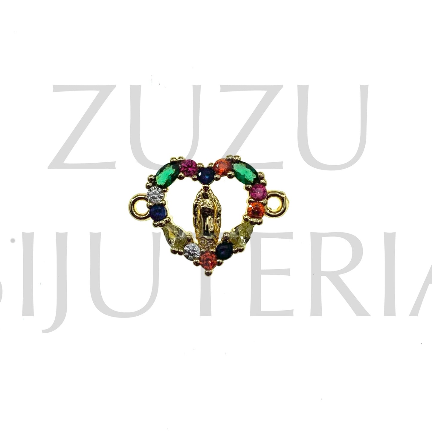 Pendente/Entremeio Nossa Senhora com Zirconias 17mm - Latão