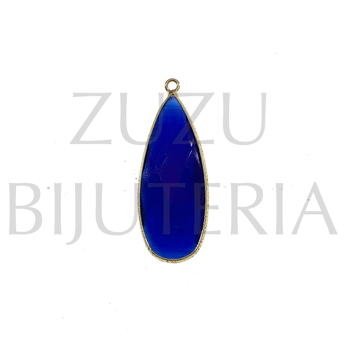 Pendente Vidro e Cobre Gota Azulão 37mm x 14mm