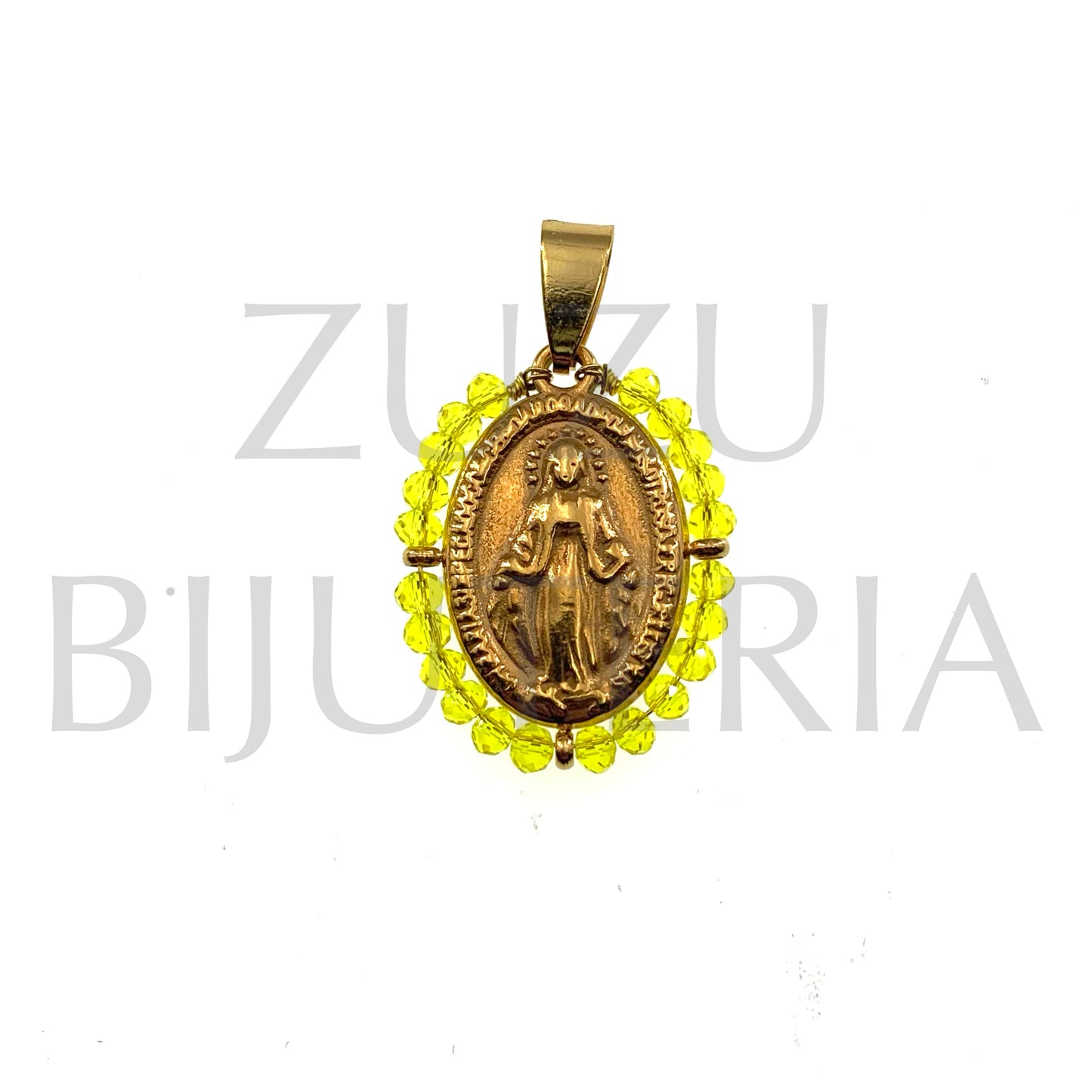 Pendente Nossa Senhora de Guadalupe 25mm x 19mm (Cristais) - Aço Inox