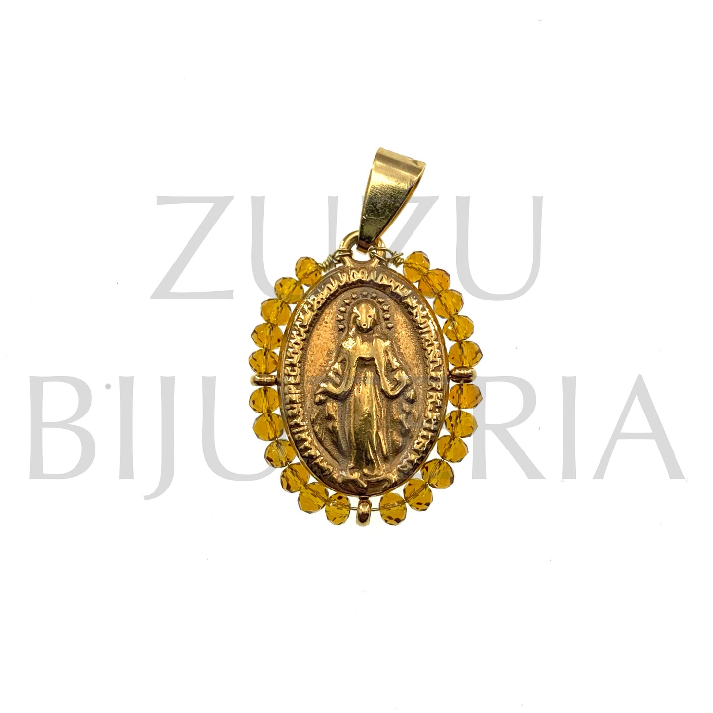 Pendente Nossa Senhora de Guadalupe 25mm x 19mm (Cristais) - Aço Inox