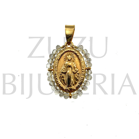 Pendente Nossa Senhora de Guadalupe 25mm x 19mm (Cristais) - Aço Inox