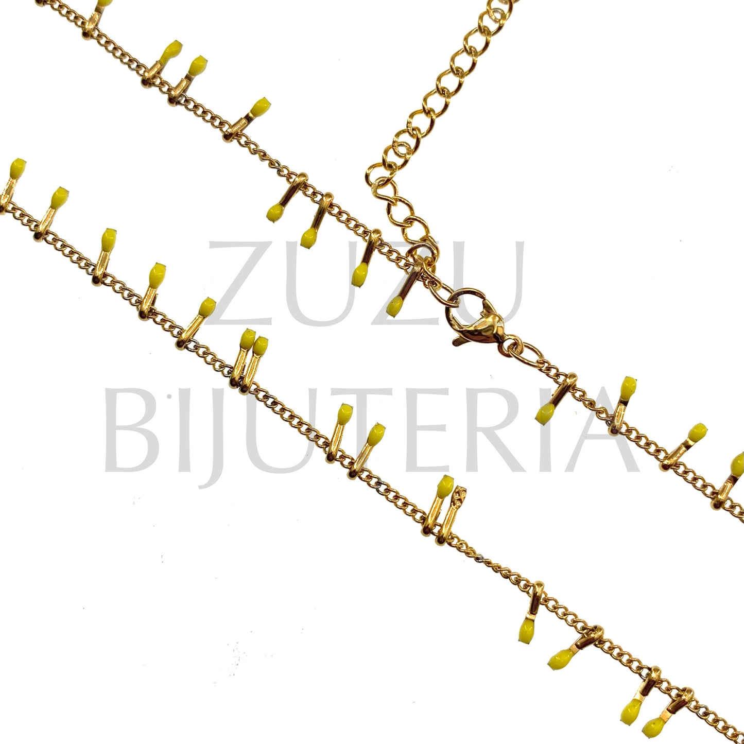 Colar Dourado Detalhes 1.5mm Amarelo (45cm + 5cm) - Aço Inox