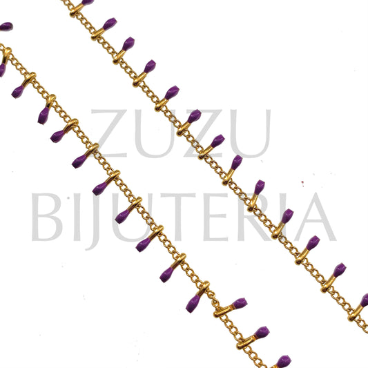 Corrente com Detalhes 1.5mm Roxo - Aço Inox