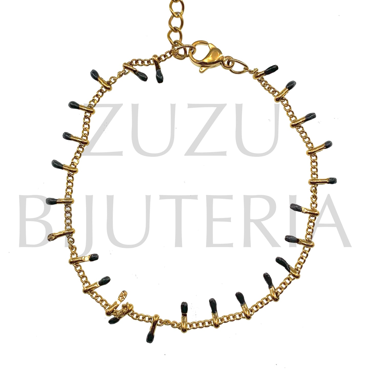 Pulseira Dourado Detalhes 1.5mm Cinzento - Aço Inox