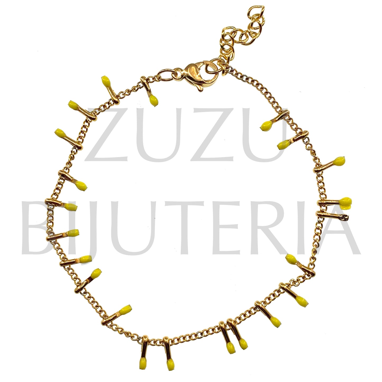 Pulseira Dourado Detalhes 1.5mm Amarelo - Aço Inox