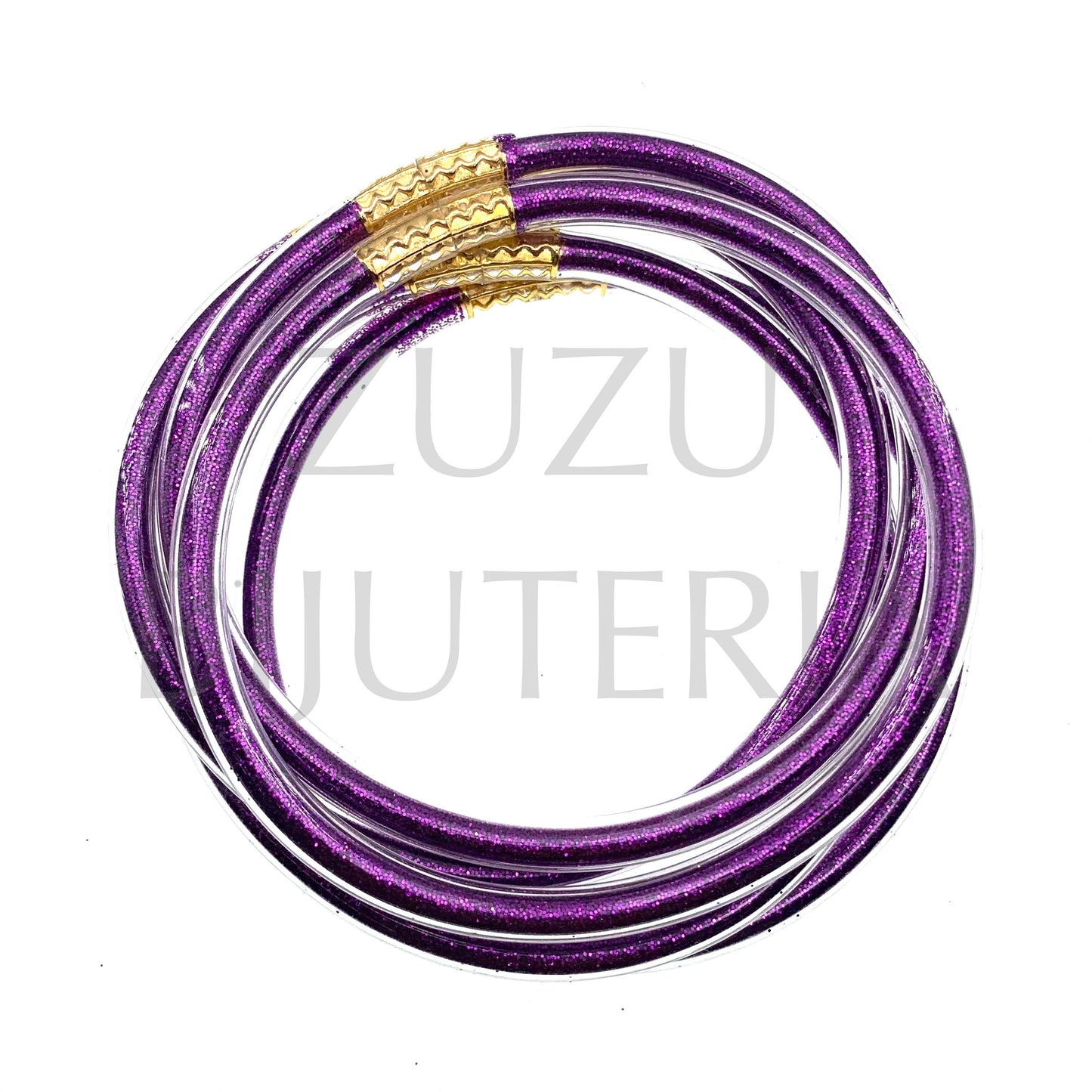 Conjunto de 5 Pulseiras Silicone Roxo