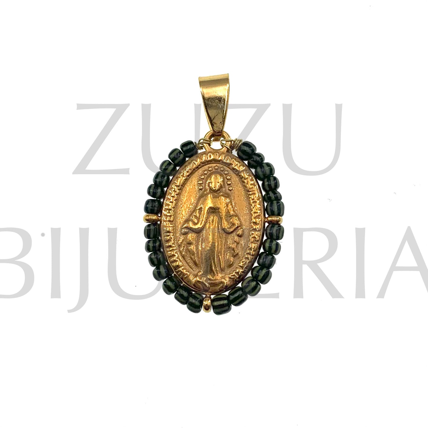 Pendente Nossa Senhora de Guadalupe 25mm x 19mm (Missangas) - Aço Inox