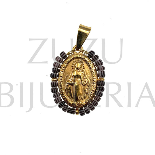 Pendente Nossa Senhora de Guadalupe 25mm x 19mm (Missangas) - Aço Inox