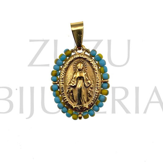 Pendente Nossa Senhora de Guadalupe 25mm x 19mm (Missangas) - Aço Inox