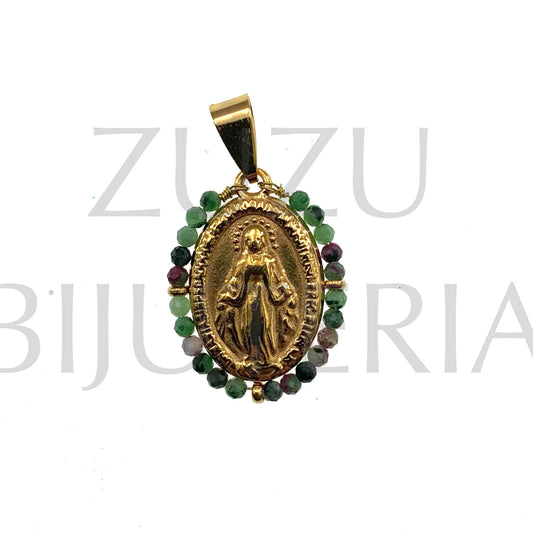 Pendente Nossa Senhora de Guadalupe 25mm x 19mm (Pedra) - Aço Inox