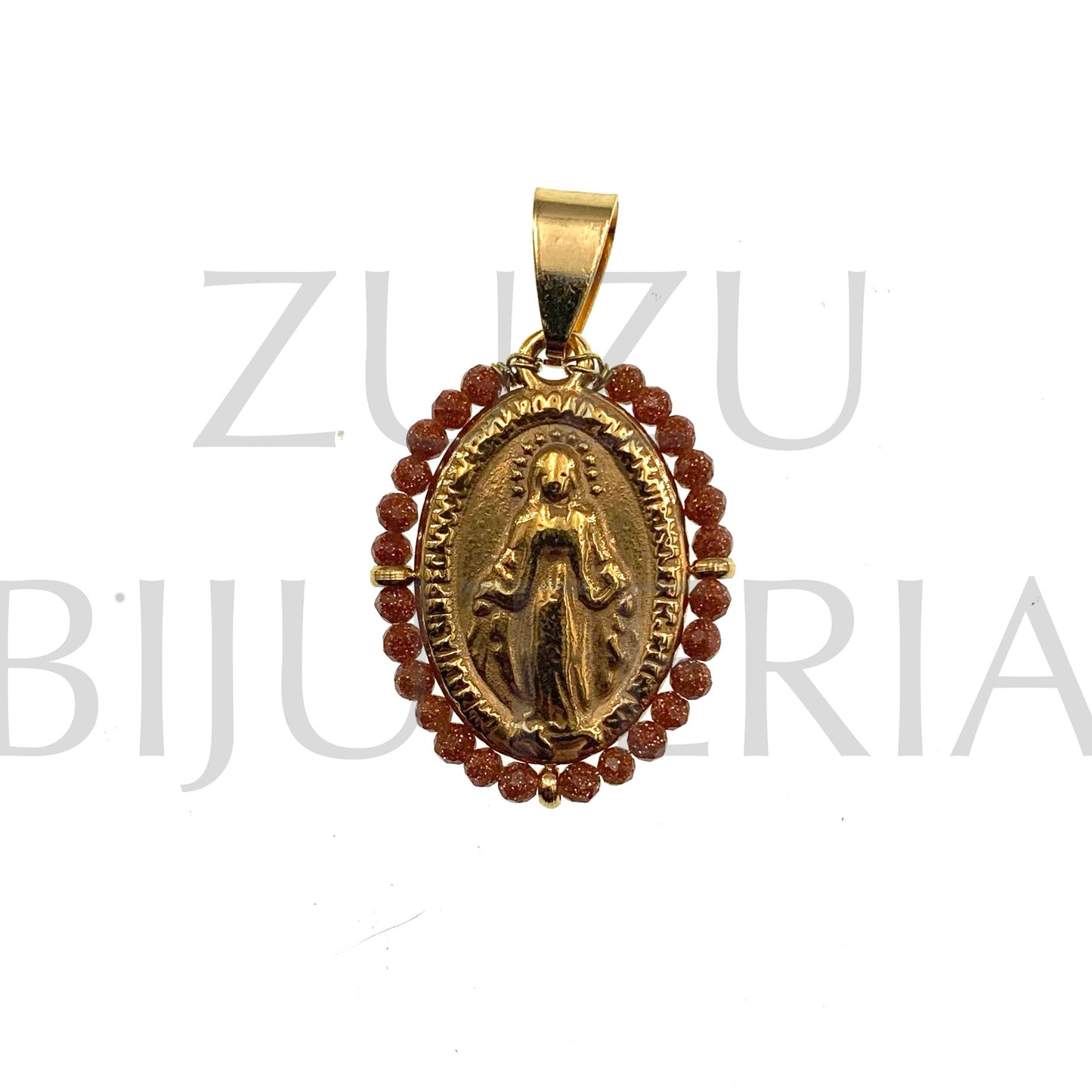 Pendente Nossa Senhora de Guadalupe 25mm x 19mm (Pedra) - Aço Inox