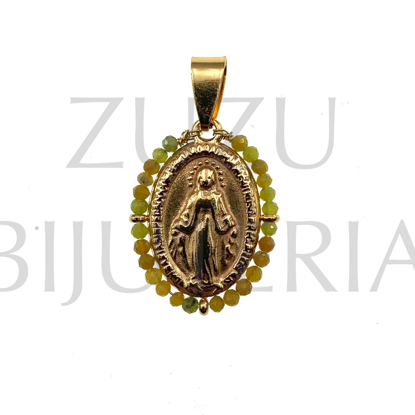 Pendente Nossa Senhora de Guadalupe 25mm x 19mm (Pedra) - Aço Inox