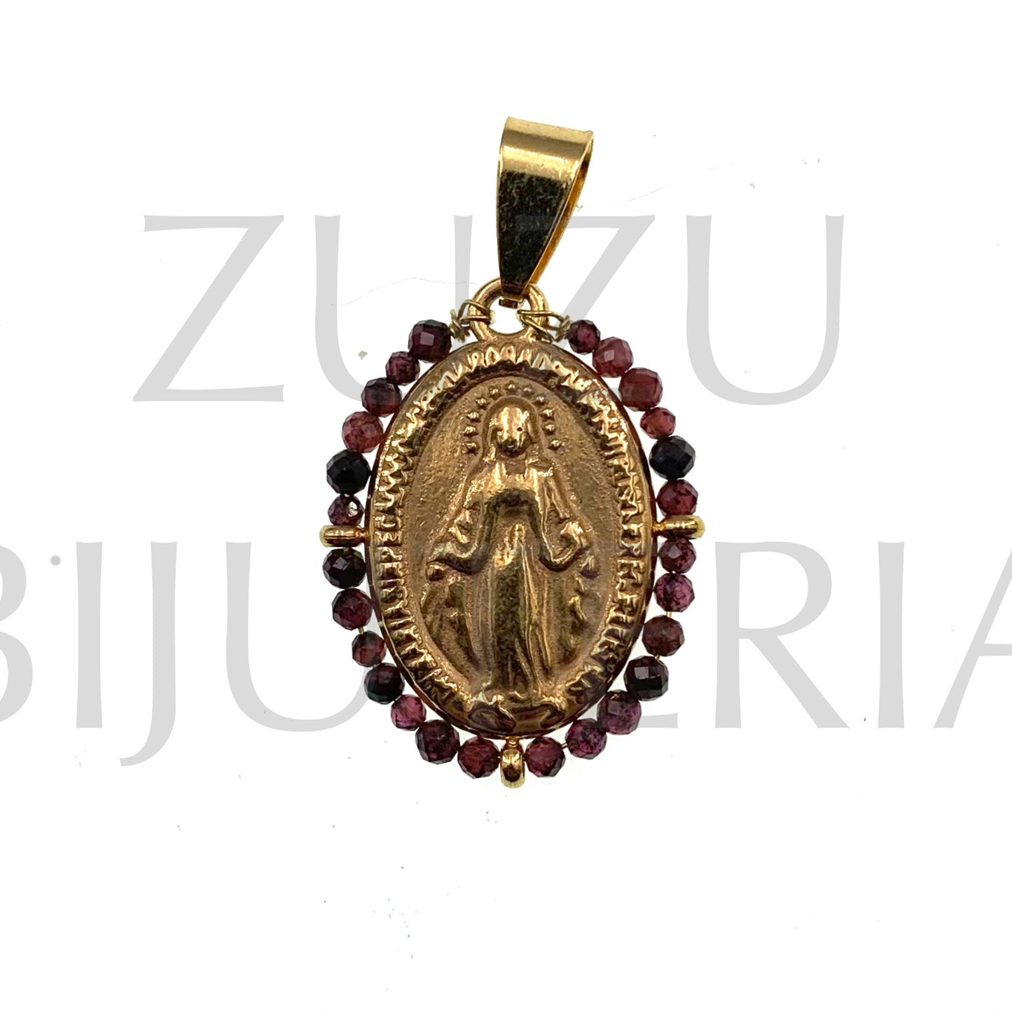 Pendente Nossa Senhora de Guadalupe 25mm x 19mm (Pedra) - Aço Inox