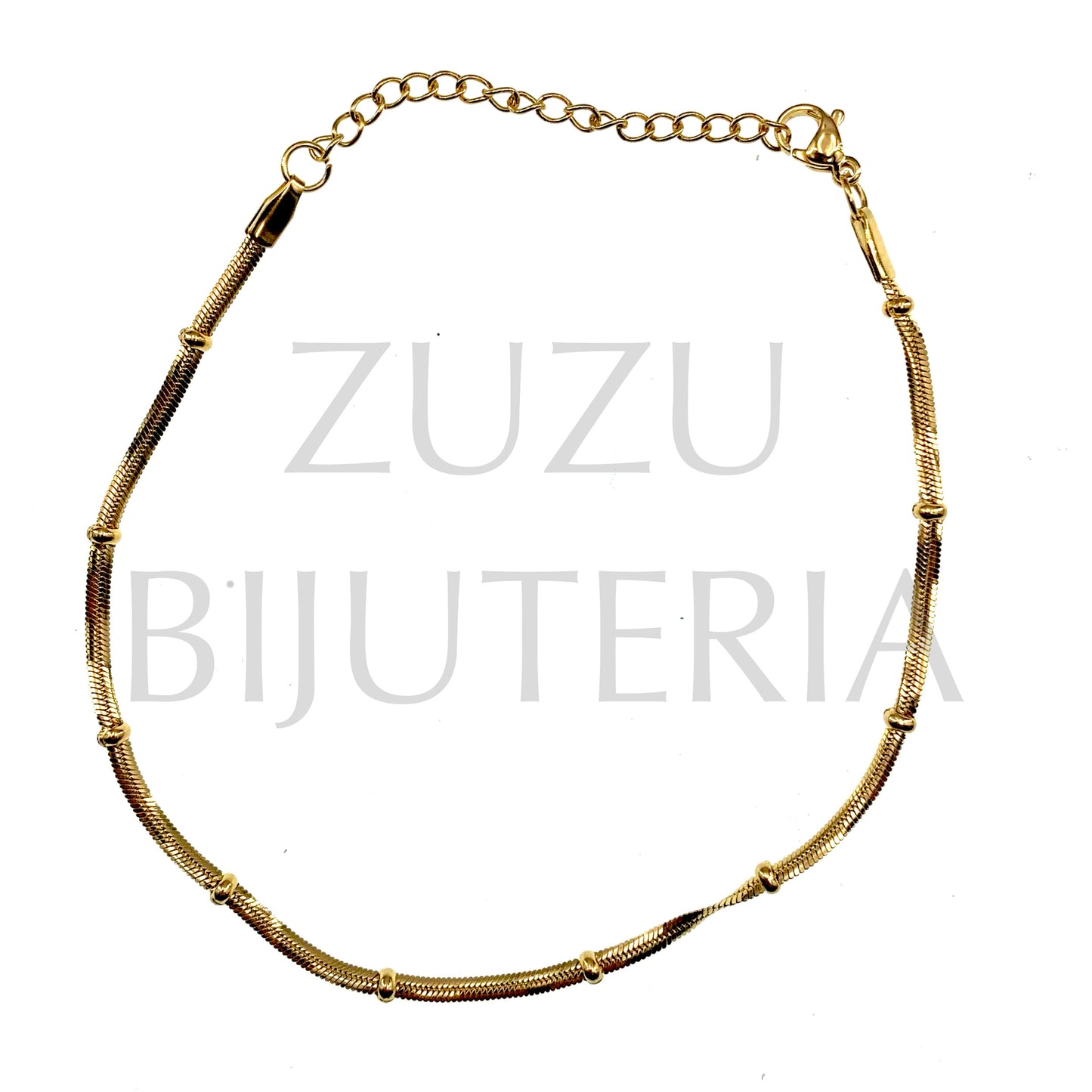 Pulseira de Pé 2mm Dourado 21cm + 5cm - Aço Inox