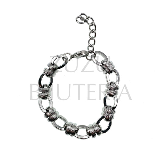 Pulseira Prateado 16cm + 5cm - Aço Inox