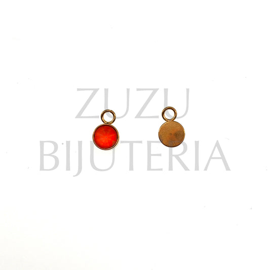 Pendente Dourado Zirconia Laranja 6mm - Aço Inox