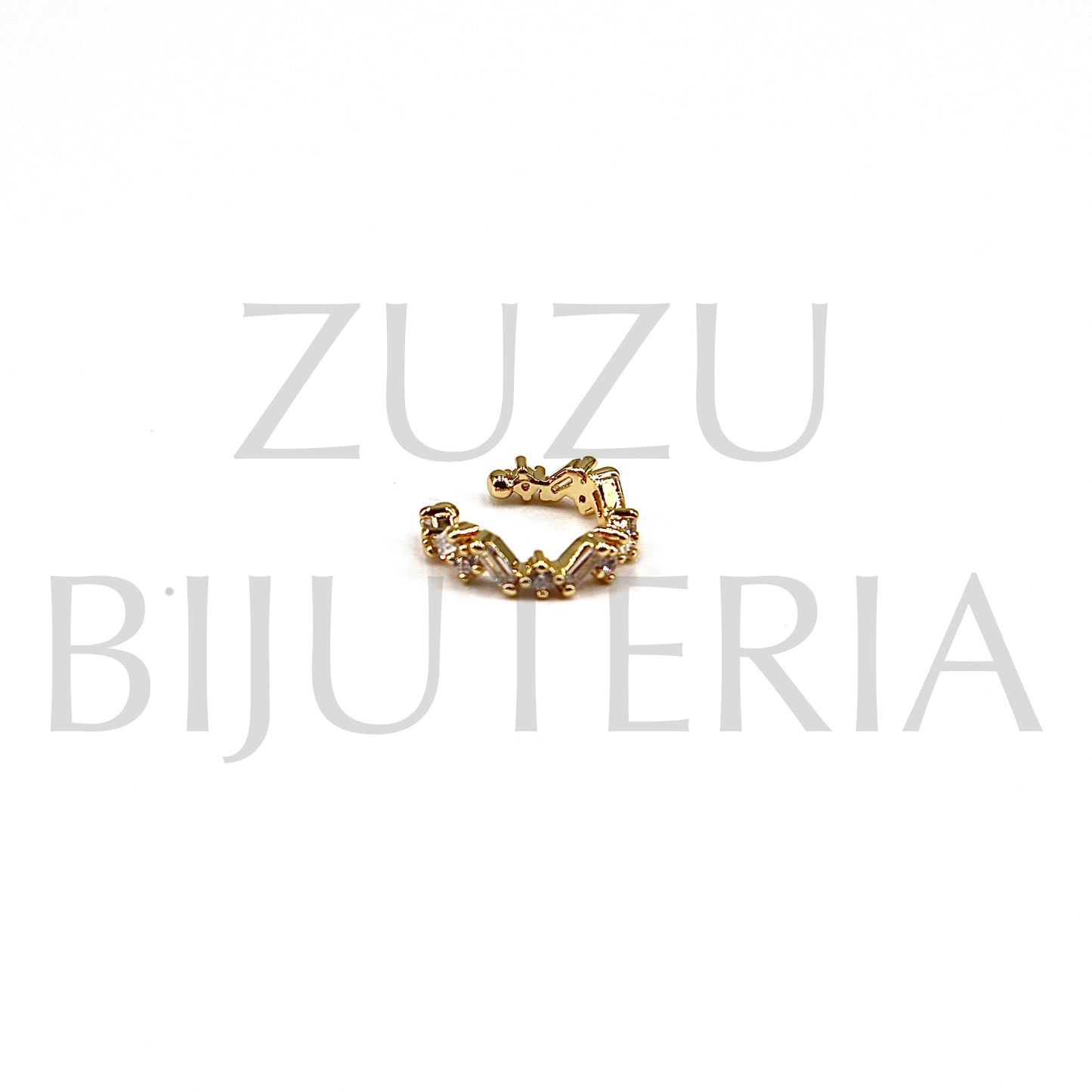 Golden Ring with Transparent Zirconia 15mm - Brass