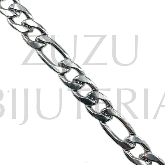 8mm Silver Figaro Chain - Stainless Steel