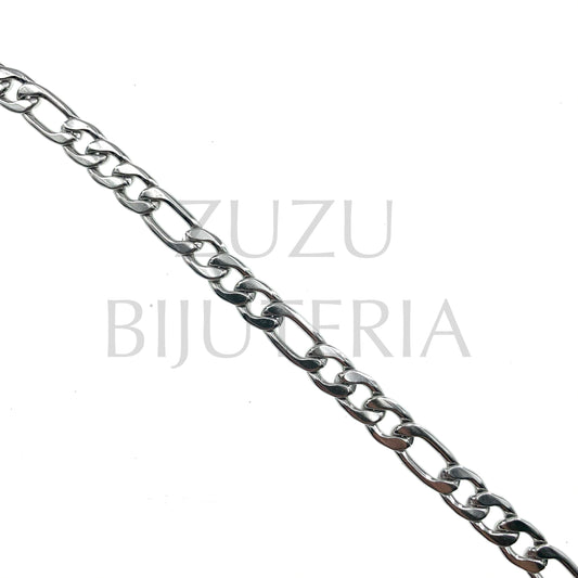 6mm Silver Figaro Chain - Stainless Steel