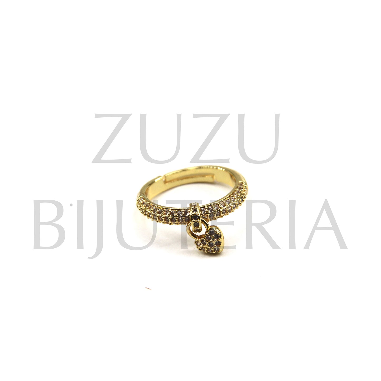 Golden Ring with Zirconia (Adjustable) - Brass