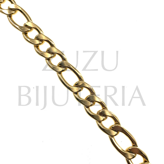 Golden Figaro Chain 9mm - Stainless Steel