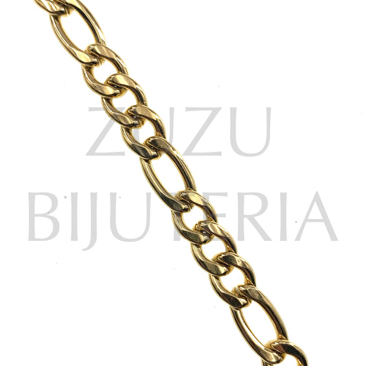 6mm Golden Figaro Chain - Stainless Steel