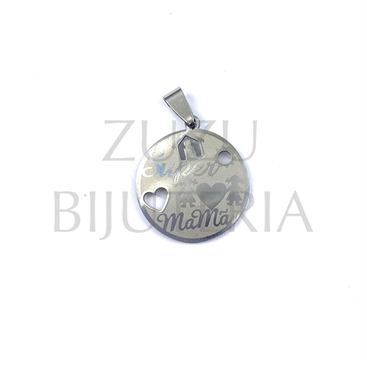 Silver Mother Pendant 23mm - Stainless Steel