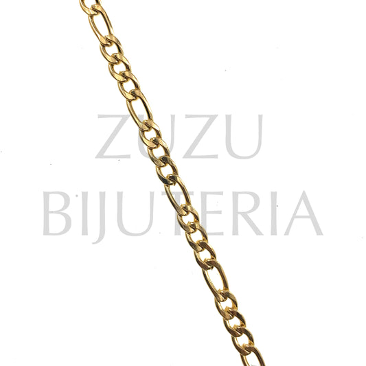 3mm Golden Figaro Chain - Stainless Steel